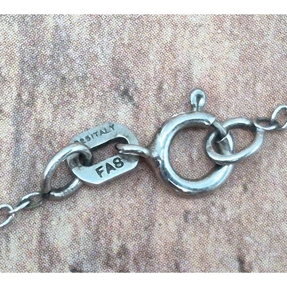 FAS Sterling Pendant Necklace Dainty Chain Drop Pendant Ice Blue Faceted Crystal - Picture 9 of 9